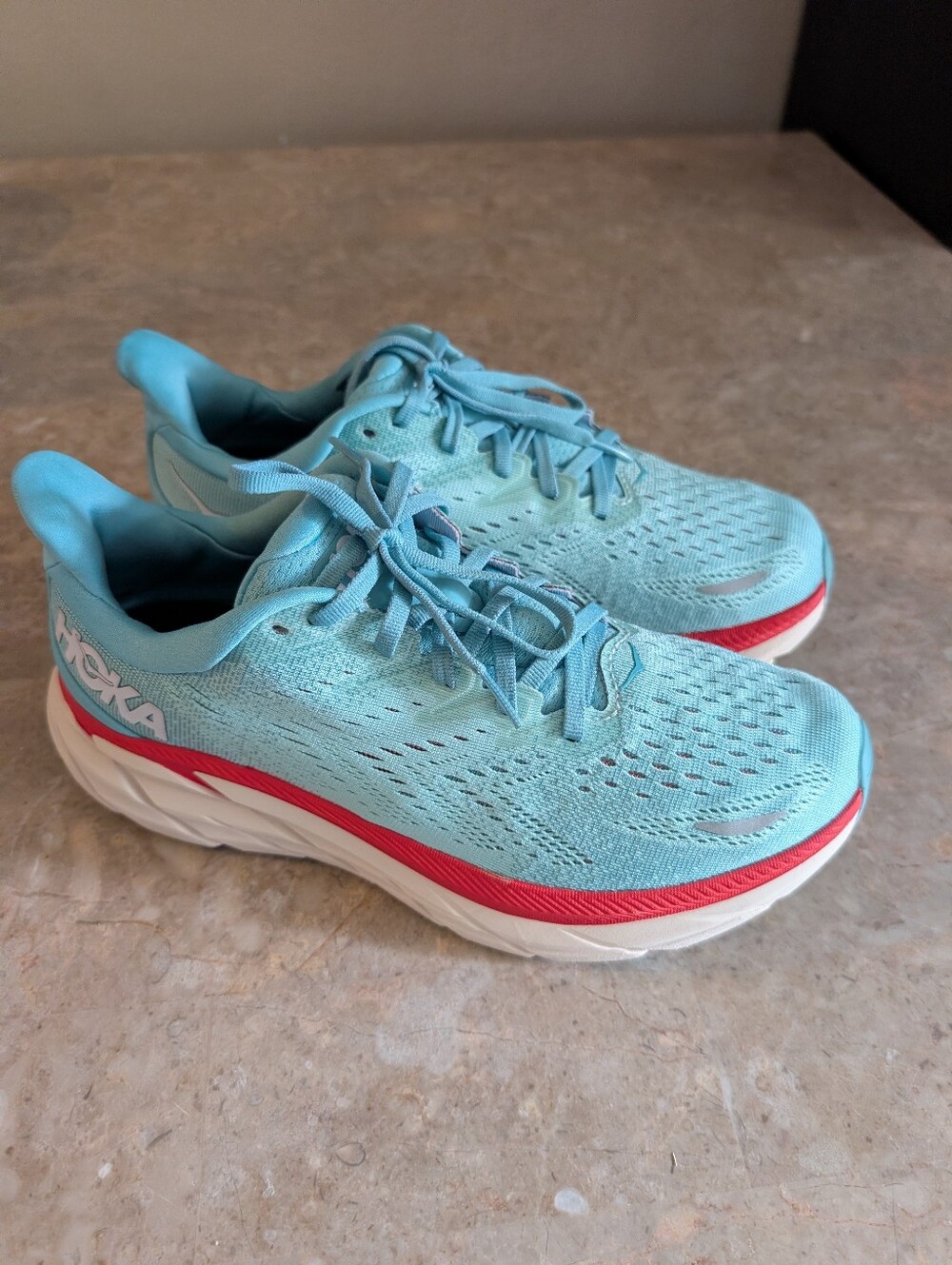 Hoka One One W Clifton 8 Cushioned Running Shoes  Color Aquarelle Women Size 9.5
